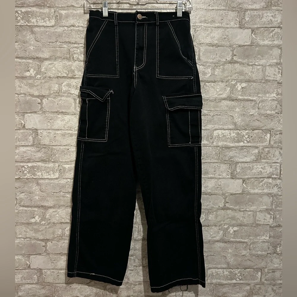 Black Denim Cargo Jeans - Picture 7 of 12